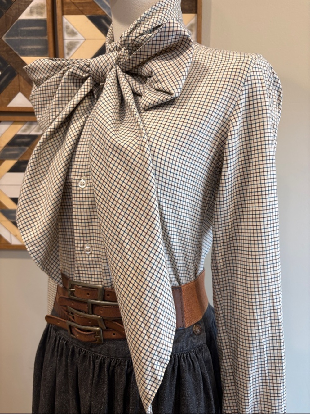 Vintage Ralph Lauren Button-Front Long Sleeve Top with Scarf size 2 Slim Fit - Picture 4 of 16